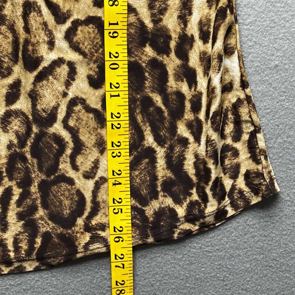 Casual Land Women Leopard Print Stretch Top S Animal Pattern Ruched Scoop Neck - Picture 7 of 7